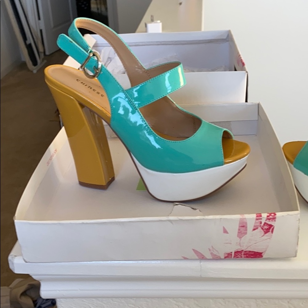 Colorblock Platform Heels